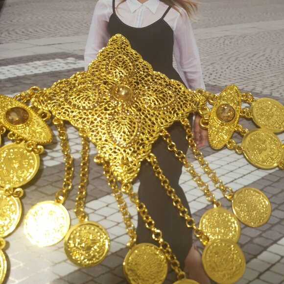 Fashion Design Metal Adjustable Coin Crystals Belt Gold Chain Women Accessory main image 5